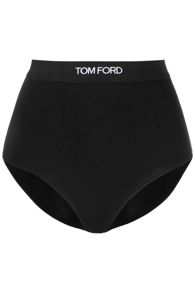 Shop Tom Ford High-waisted Underwear Briefs With Logo Band In Nero