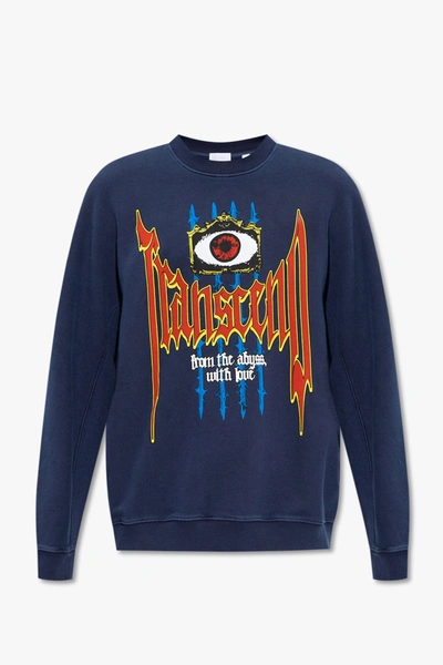 Shop Burberry Navy Blue Printed Sweatshirt In New