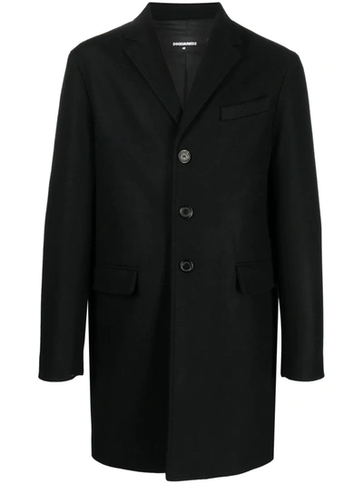Shop Dsquared2 Black Virgin Wool Blend Coat
