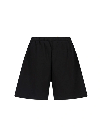 Shop Palm Angels Logo Shorts In Nero