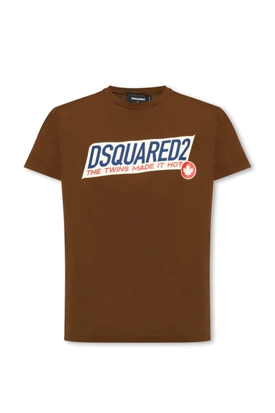 Shop Dsquared2 Printed T-shirt In Marrone