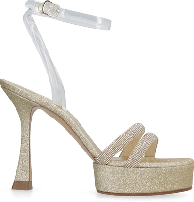Shop Casadei Donna Hollywood Platform Sandals In Gold