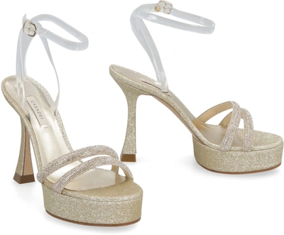 Shop Casadei Donna Hollywood Platform Sandals In Gold