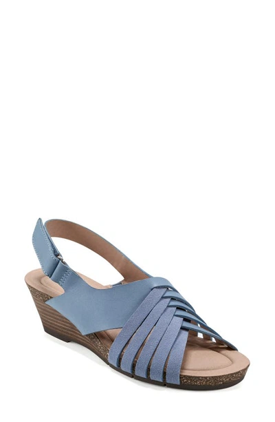 Shop Earth ® Hartie Slingback Wedge Sandal In Medium Blue