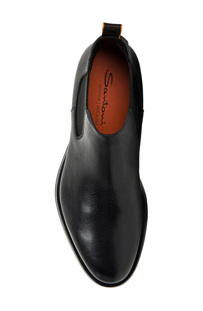 Santoni Elastic-panel Leather Boots In Black-n01