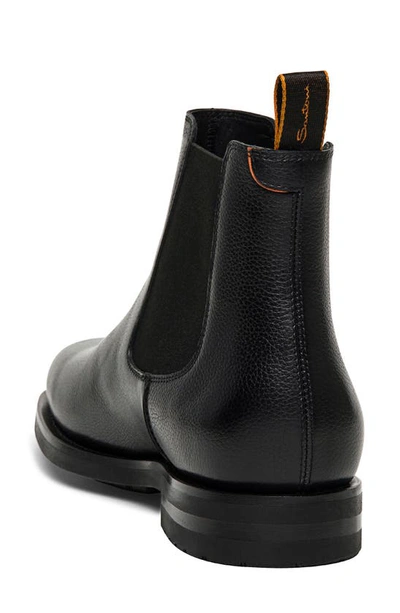 Santoni Elastic-panel Leather Boots In Black-n01