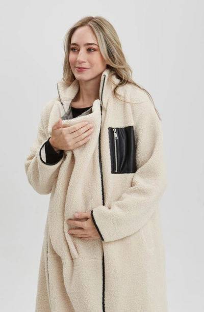 Shop Nom Maternity Teddi Faux Shearling Maternity Coat In Cream