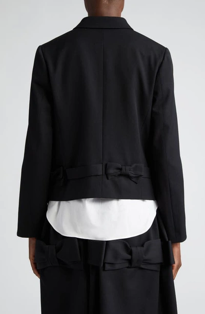 Shop Comme Des Garcons Girl Bow Detail Single Breasted Wool Gabardine Blazer In Black