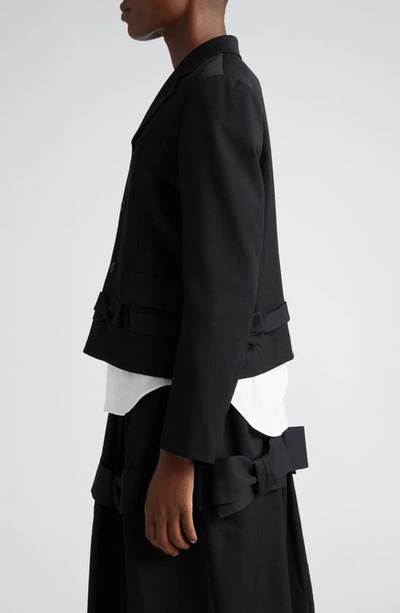 Shop Comme Des Garcons Girl Bow Detail Single Breasted Wool Gabardine Blazer In Black