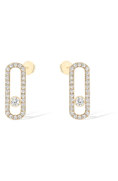 Shop Messika Uno Diamond Pavé Stud Earrings In Yellow Gold