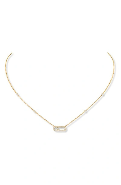 Shop Messika Move Uno Pavé Diamond Station Pendant Necklace In Yellow Gold