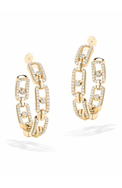 Shop Messika Small Move Link Diamond Hoop Earrings In Yellow Gold