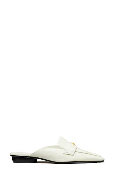 Tory Burch Leather Pointed Backless Loafers In Pearl