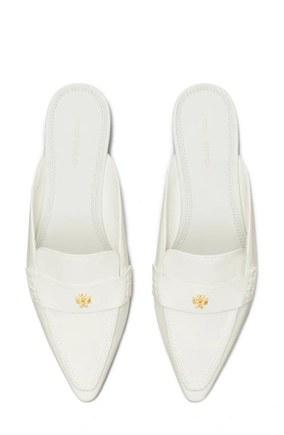 Tory Burch Leather Pointed Backless Loafers In Pearl