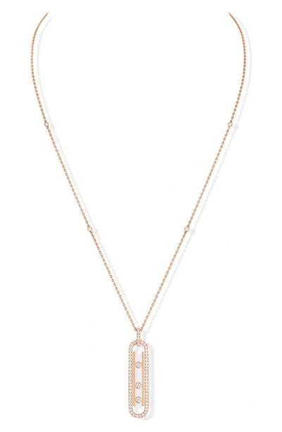 Shop Messika Baby Move Pavé Diamond Pendant Necklace In Pink Gold