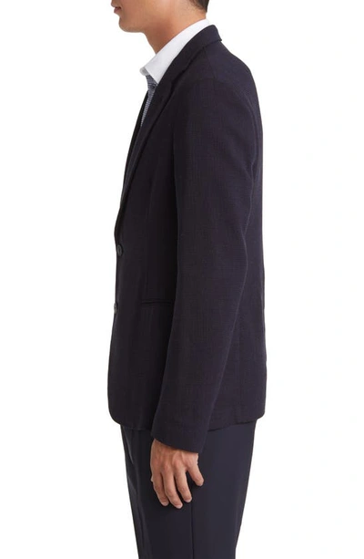 Shop Emporio Armani Textured Virgin Wool Sport Coat In Black/ Navy