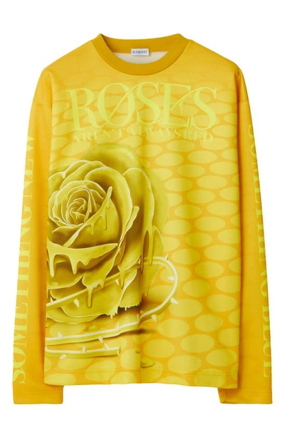 Shop Burberry Rose Long Sleeve Graphic T-shirt In Pear