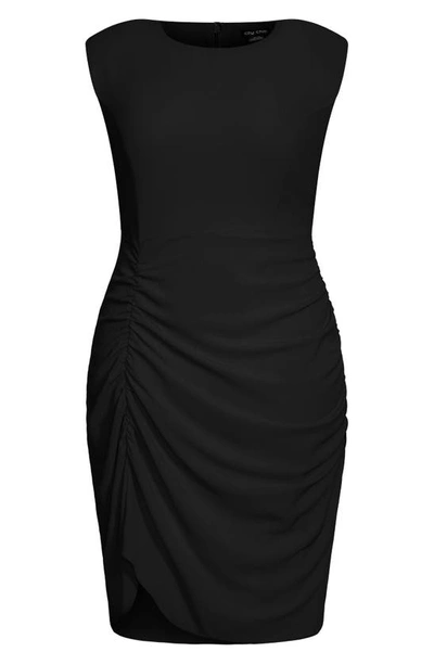 Shop City Chic Side Ruched Sheath Dress In Black