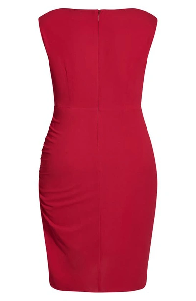 Shop City Chic Side Ruched Sheath Dress In Crimson