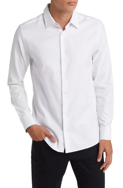Shop Ted Baker Lecce Textured Stripe Button-up Shirt In White