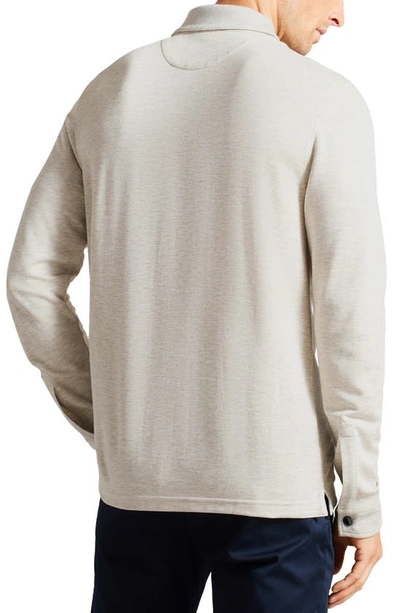 Shop Ted Baker Karpol Soft Touch Long Sleeve Zip Polo In Natural