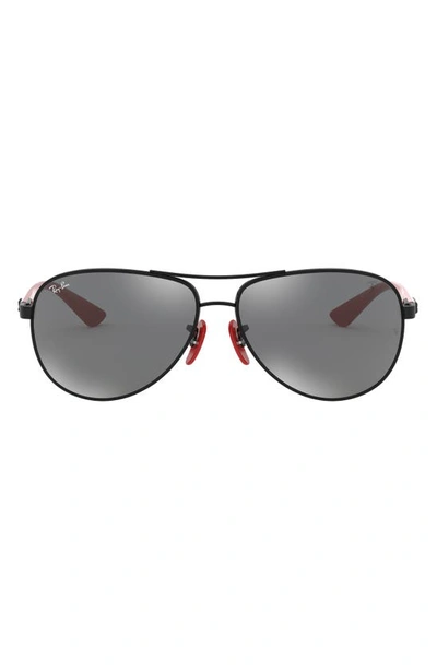 Shop Ray Ban X Scuderia Ferrari 61mm Pilot Sunglasses In Black