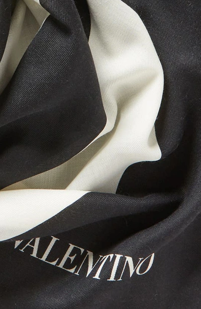 Shop Valentino Chevron Stripe Cashmere & Silk Fringe Scarf In 0an Avorio/ Nero