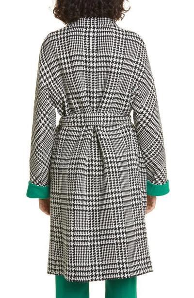 Shop Max Mara Diomede Contrast Trim Houndstooth Check Virgin Wool Coat In Black White