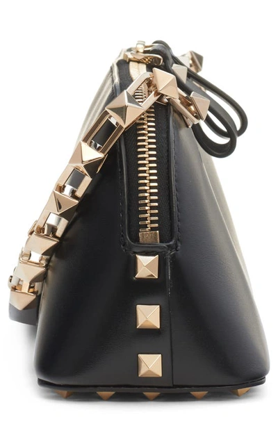 Shop Valentino Rockstud Bow Leather Clutch In 0no Nero
