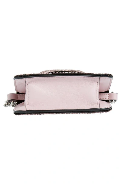 Shop Valentino Mini Crystal Logo Beaded Leather Shoulder Bag In Zp1 Jet/ Vintage Rose/lilac