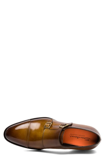 Shop Santoni Dithered Double Monk Strap Shoe In Light Brown-c76
