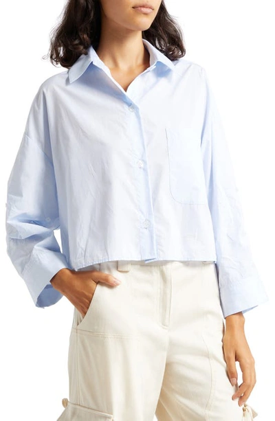 Twp Next Ex Crop Button-up Shirt In Baby Blue