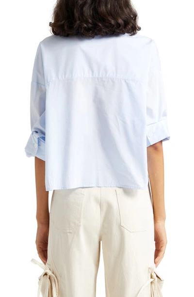 Shop Twp Next Ex Crop Button-up Shirt In Baby Blue