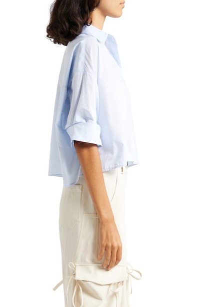 Shop Twp Next Ex Crop Button-up Shirt In Baby Blue