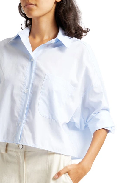 Shop Twp Next Ex Crop Button-up Shirt In Baby Blue