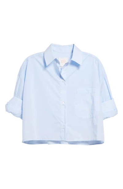 Shop Twp Next Ex Crop Button-up Shirt In Baby Blue