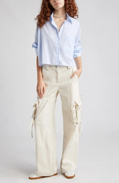 Shop Twp Next Ex Crop Button-up Shirt In Baby Blue