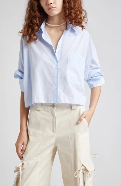 Shop Twp Next Ex Crop Button-up Shirt In Baby Blue