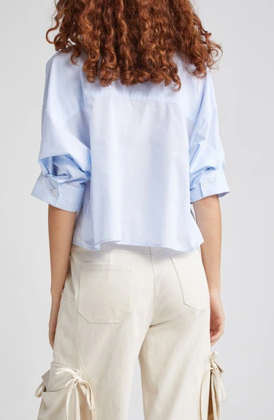 Shop Twp Next Ex Crop Button-up Shirt In Baby Blue