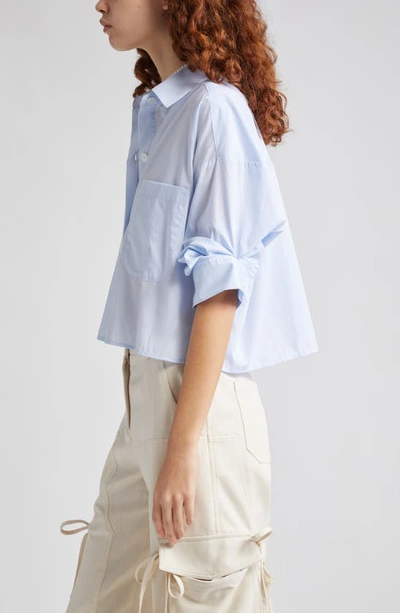 Shop Twp Next Ex Crop Button-up Shirt In Baby Blue