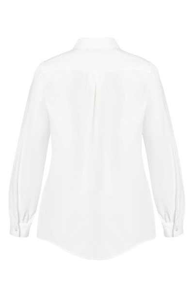 Shop City Chic Clean Look Long Sleeve Cotton Button-up Shirt In Ivory