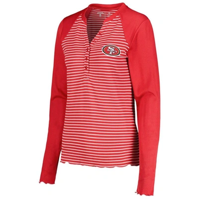 Shop Antigua Scarlet San Francisco 49ers Maverick Waffle Henley Long Sleeve T-shirt