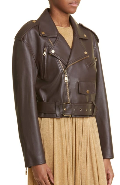 Zimmermann Luminosity Leather Biker Jacket In Espresso