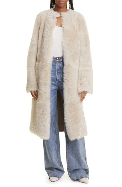 Shop Zimmermann Luminosity Shearling Coat In Bone