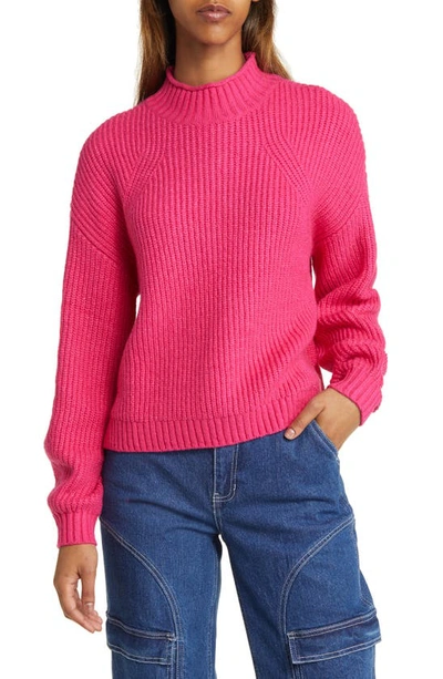 Shop Bp. Mock Neck Sweater In Pink Beetroot