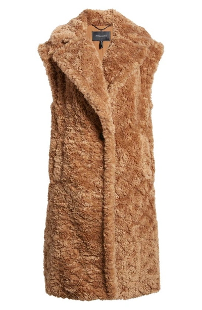 Shop Bcbgmaxazria Longline Faux Fur Vest In Toffee