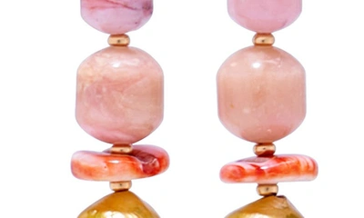 Shop Lizzie Fortunato Navya Linear Drop Earrings In Pink Multi
