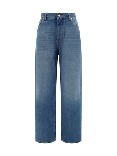 Shop Valentino Solid Jeans In Denim Blu Lav Chiaro