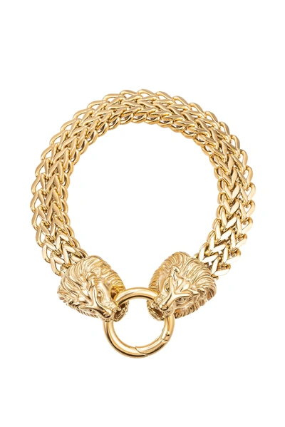 Shop Eye Candy La Double Lion Head Chain Bracelet In Gold
