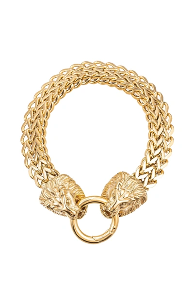 Eye Candy La Men's Luxe Goldtone Double Lion Head Chain Bracelet In Gold